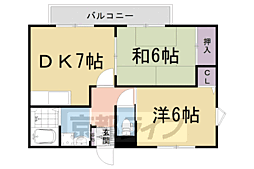 プラセオA棟 2DKの間取図画像