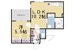 ヴァンベール御苑前 1LDKの間取図画像