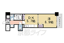 綾小路パレス 1DKの間取図画像