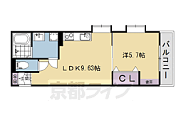 宇治市莵道門前アパート 1LDKの間取図画像