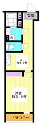 第一アパート 1Kの間取図画像
