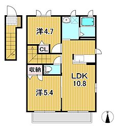 メゾンメロディー 2階2LDKの間取り