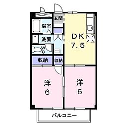 コンフォート 2階2DKの間取り