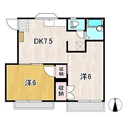 ファミールメゾン 2階2DKの間取り