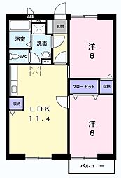 エトワール 2階2LDKの間取り