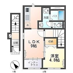 un　poireau（アン　ポワロー） 2階1LDKの間取り