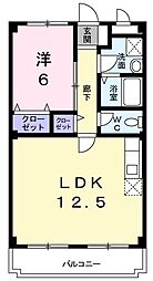 プレステージN 3階1LDKの間取り