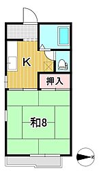 コーポスズキ 1Kの間取図画像