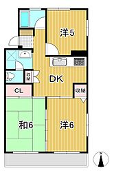 ハイツことぶき 1階3DKの間取り