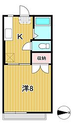 ハイツニューライフ 2階1Kの間取り