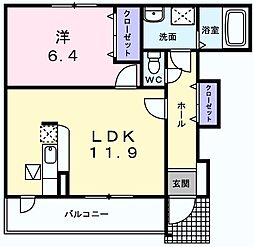 メーア　ブリーゼ 1階1LDKの間取り
