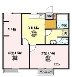 第2十王堂ハイツ 2階2SDKの間取り