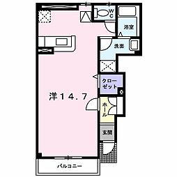 アルモニーM 1階ワンルームの間取り