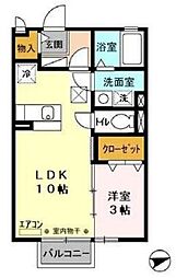 パネトーネ東海 1階1LDKの間取り