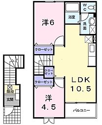 イストワールII 2階2LDKの間取り