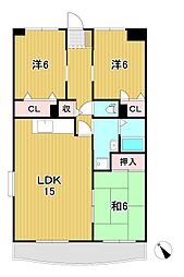 コーポあけぼの台 2階3LDKの間取り