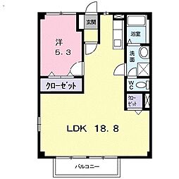 ヴィラマローネ 1階1LDKの間取り