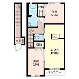 ナチュール白銀 2階2LDKの間取り