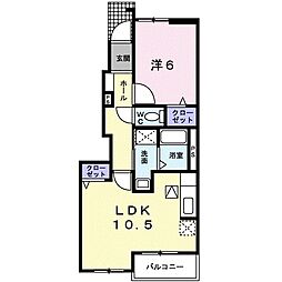 メゾンボヌール 1LDKの間取図画像