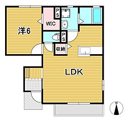 メゾンルネサンスA 1LDKの間取図画像