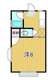 たなべハイツC 1Kの間取図画像