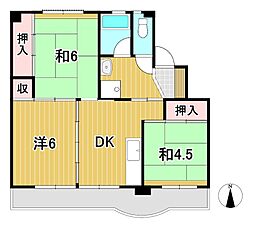 ビレッジハウス十王2 3DKの間取図画像