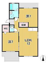 サンハイツ大みか 2LDKの間取図画像