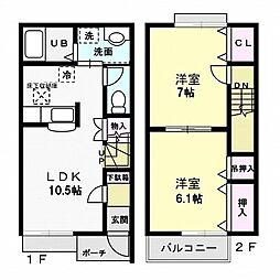 メゾングラシアA 2LDKの間取図画像
