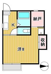 くがやコーポA 1Kの間取図画像