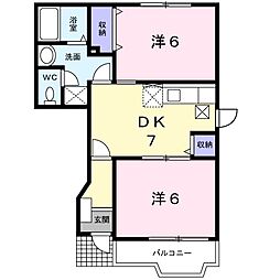 K'sル・クープル1 2DKの間取図画像