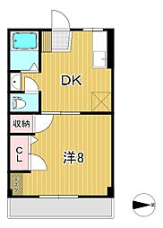 グランディール・フジナミ 1DKの間取図画像