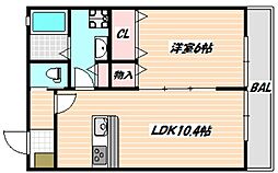 フォルセノーグ 3階1LDKの間取り