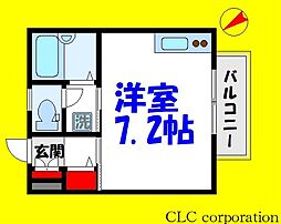 セゾンド・フジII 1階ワンルームの間取り