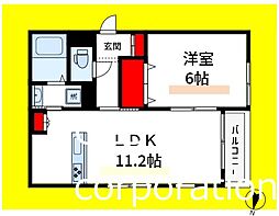 ヘーベルメゾン西葛西　E 1階1LDKの間取り