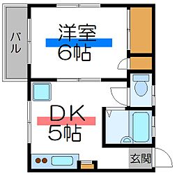 都営新宿線 船堀駅 徒歩10分の賃貸アパート 2階1DKの間取り