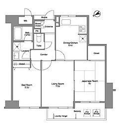 東京メトロ東西線 西葛西駅 徒歩15分の賃貸マンション 5階3DKの間取り
