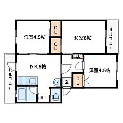 コーポ近江屋2 3DKの間取図画像