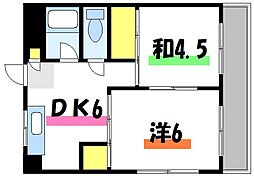 マンション吉岡第3 2DKの間取図画像
