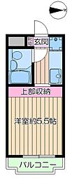第五セントラルコーポ 1Kの間取図画像