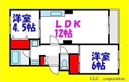ファミール日之出C 2LDKの間取図画像