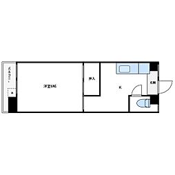 古谷マンション 4階1Kの間取り
