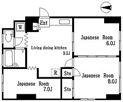 JR総武本線 錦糸町駅 徒歩2分の賃貸マンション 4階3DKの間取り