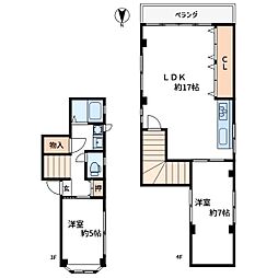 山本ビル 3階2LDKの間取り