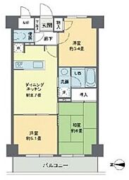リヴィエルバーグ西大島 3階3DKの間取り
