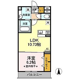 ブラウバウム 2階1LDKの間取り
