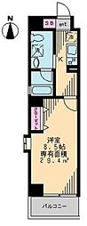 都営新宿線 菊川駅 徒歩4分の賃貸マンション 5階1Kの間取り