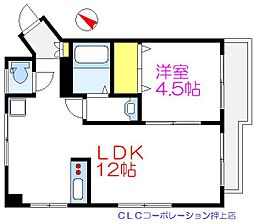 ビライワムラ 3階1LDKの間取り