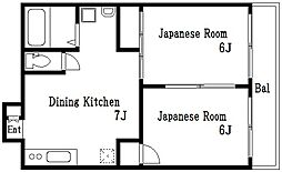 都営新宿線 大島駅 徒歩4分の賃貸マンション 2階2DKの間取り
