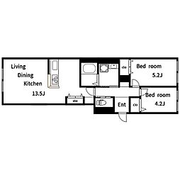 東京メトロ半蔵門線 押上駅 徒歩15分の賃貸マンション 1階2LDKの間取り