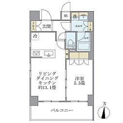 レクシード両国駅前 10階1LDKの間取り